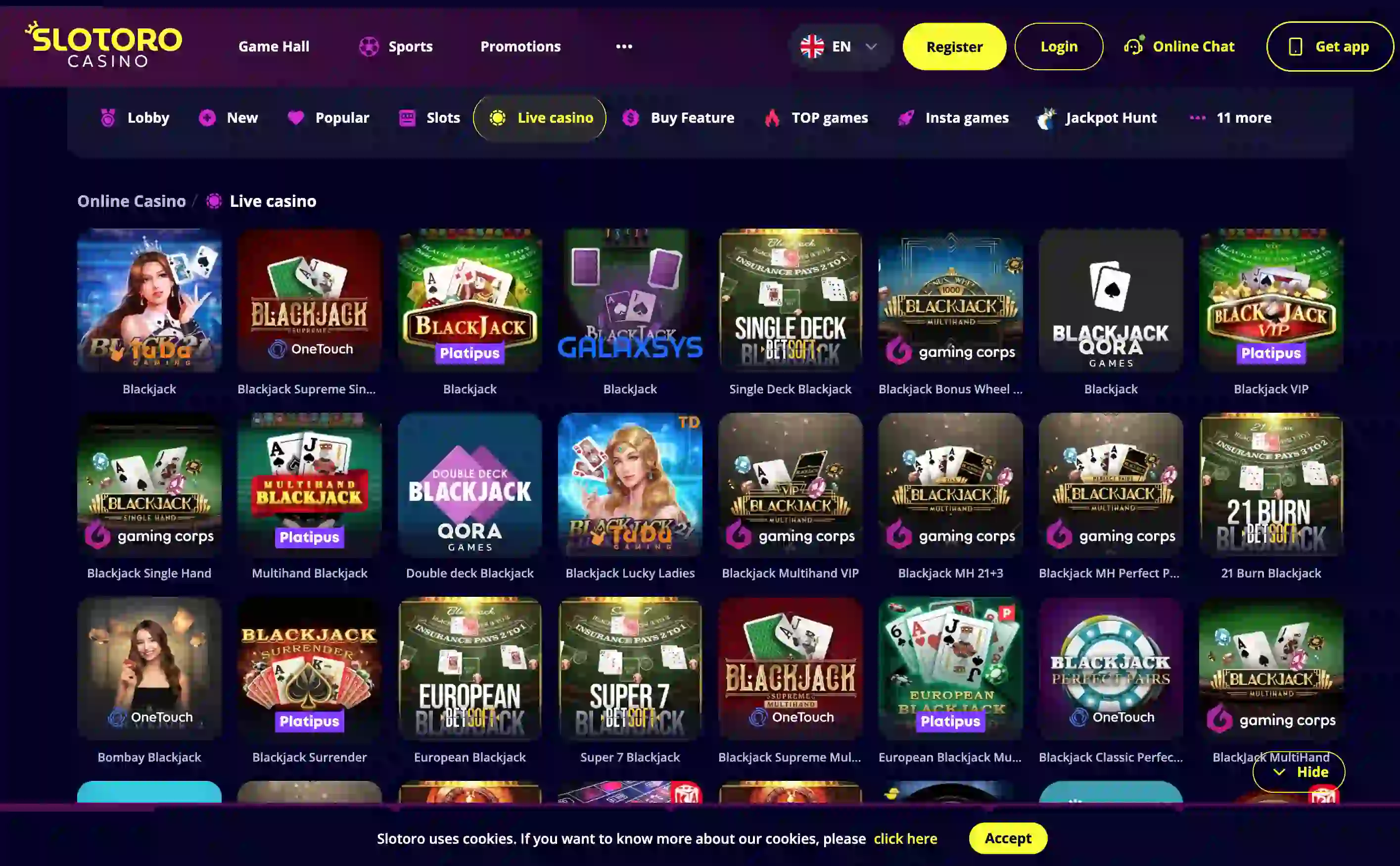 Slotoro Casino Latvija tiešraides kazino spēles ar Evolution un Pragmatic Play